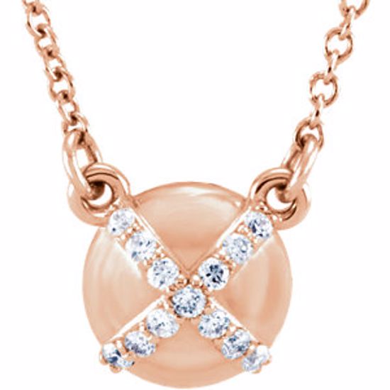 86195:6003:P 14kt Rose .07 CTW Diamond 16.4" Necklace