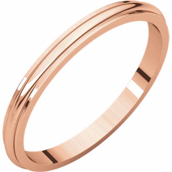 HRE4:138421:P 10kt Rose 2mm Half Round Edge Band