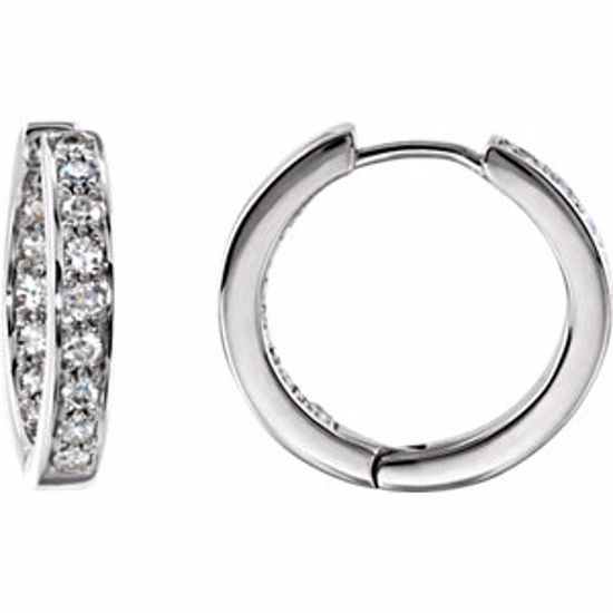 84933:60005:P 14kt Rose 3/4 CTW Diamond Hoop Inside/Outside Earrings 