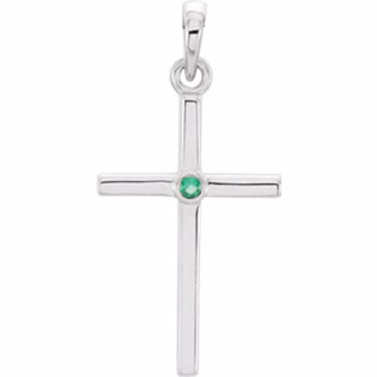 R42325:6002:P Platinum Emerald Cross 22.75x11.3mm Pendant  