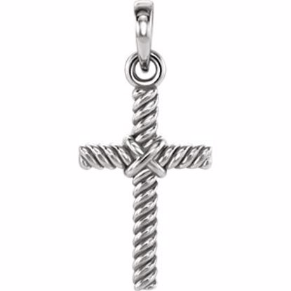 R42327:1012:P Platinum 18.9x8.65mm Rope Design Cross Pendant