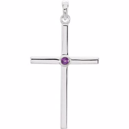 R42325:6029:P Platinum Amethyst Cross 30.55x16.55mm Pendant  