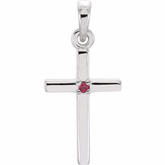 R42326:6003:P 14kt White Ruby Cross Pendant