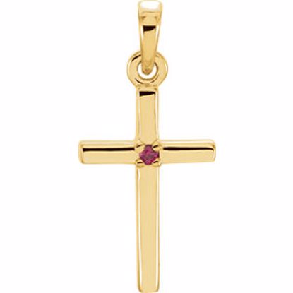 R42326:6004:P 14kt Yellow Ruby Cross 19.2x9mm Pendant