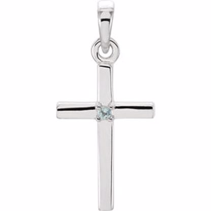 R42326:6011:P Platinum Aquamarine Cross Pendant