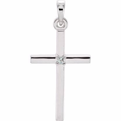 R42326:6020:P Platinum Aquamarine Cross 22.65x11.4mm Pendant