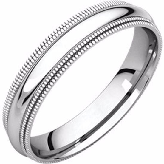 DMGR11:7000:P Sterling Silver 4mm Double Milgrain Comfort Fit Band