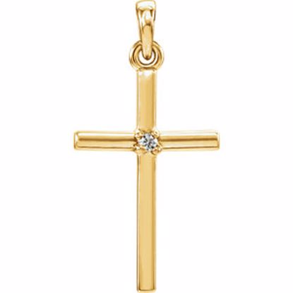 R42326:6022:P 14kt Yellow White Sapphire Cross 22.65x11.4mm Pendant