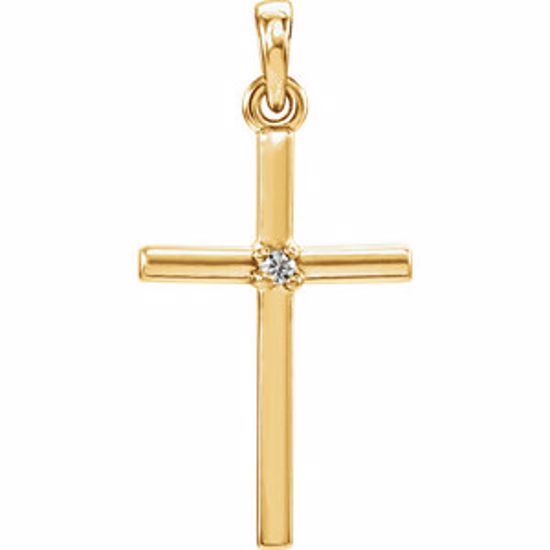 R42326:6022:P 14kt Yellow White Sapphire Cross 22.65x11.4mm Pendant