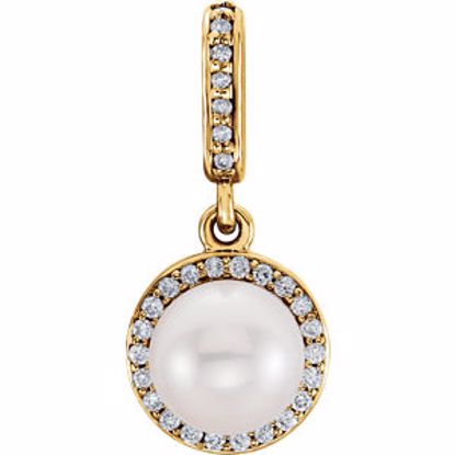 85901:6003:P 14kt Yellow Freshwater Cultured Pearl & 1/10 CTW Diamond Pendant 