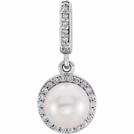 85901:6004:P 14kt White Freshwater Cultured Pearl & 1/10 CTW Diamond Pendant 