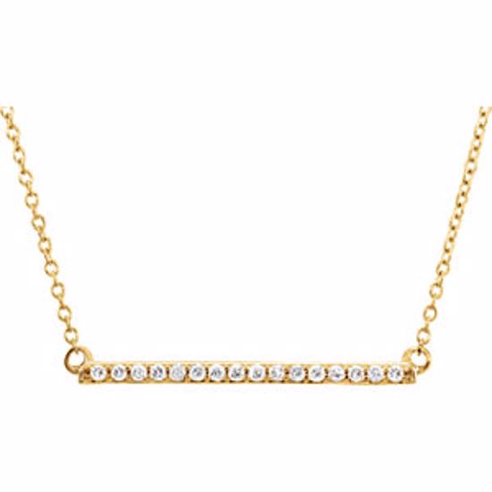 651738:6000:P 14kt Yellow 1/6 CTW Diamond 18" Bar Necklace