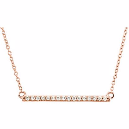 651738:6002:P 14kt Rose 1/6 CTW Diamond 18" Bar Necklace