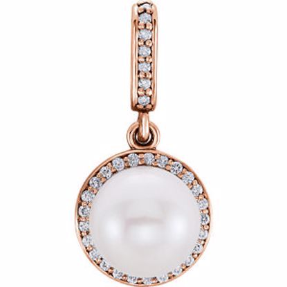 85901:6008:P 14kt Rose Freshwater Cultured Pearl & 1/8 CTW Diamond Pendant 