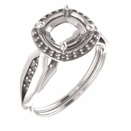 71742:533:P Sterling Silver  7mm Cushion Ring Mounting