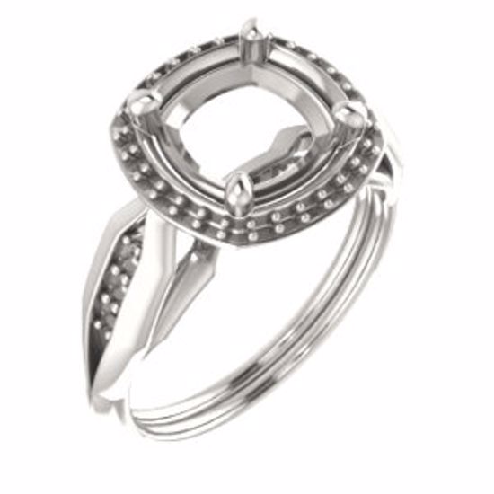 71742:546:P Continuum Sterling Silver  8mm Cushion Ring Mounting