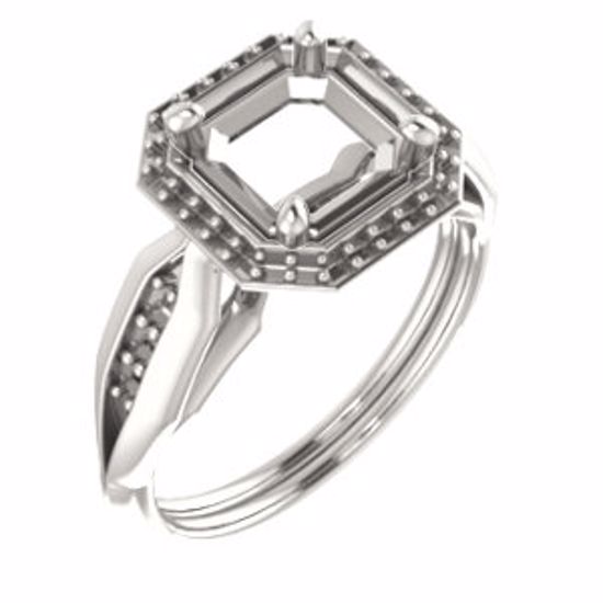 71742:623:P Sterling Silver  7mm Asscher Ring Mounting