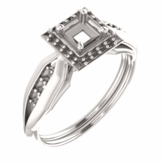 71742:833:P Sterling Silver  4mm Square Ring Mounting