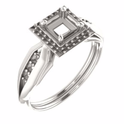 71742:848:P Sterling Silver  4.5mm Square Ring Mounting