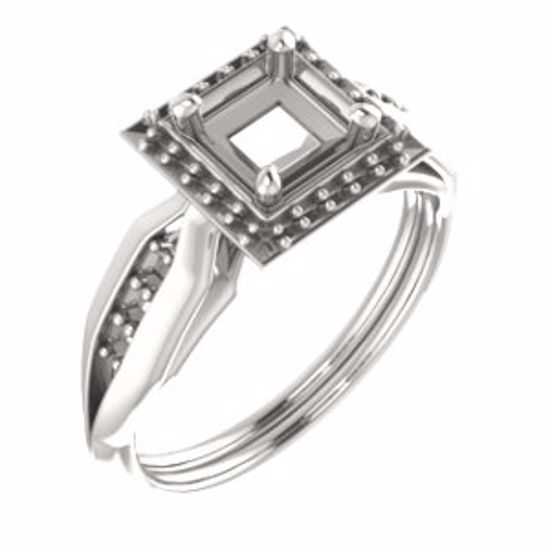 71742:863:P Sterling Silver  5mm Square Ring Mounting