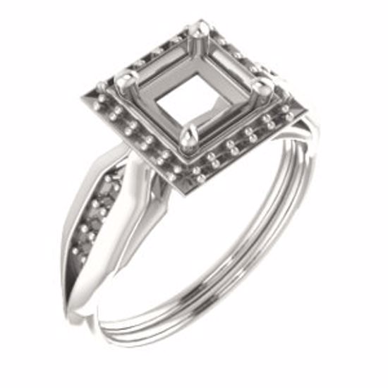 71742:878:P Sterling Silver  5.5mm Square Ring Mounting