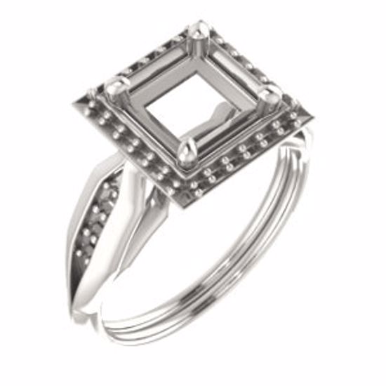 71742:908:P Sterling Silver  6.5mm Square Ring Mounting