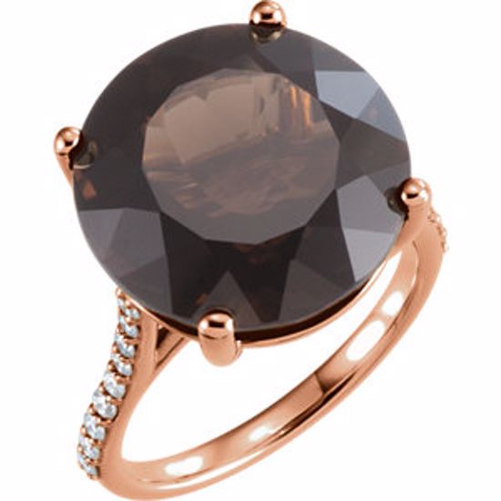 71721:603:P 14kt Rose Smoky Quartz & 1/4 CTW Accented Diamond Ring 