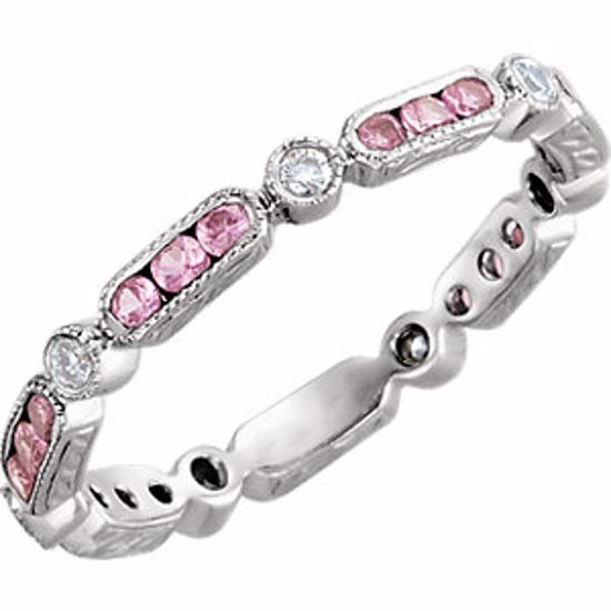 651718:101:P Platinum Pink Sapphire & 1/10CTW Diamond Eternity Band Size 6