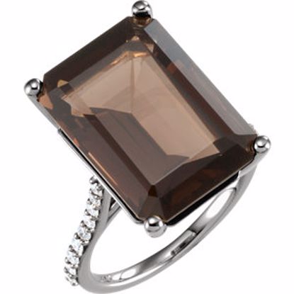 71723:602:P 14kt White Smoky Quartz & 1/4 CTW Diamond Ring