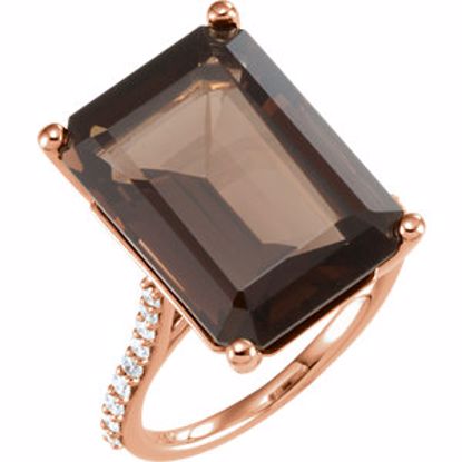 71723:603:P 14kt Rose Smoky Quartz & 1/4 CTW Diamond Ring