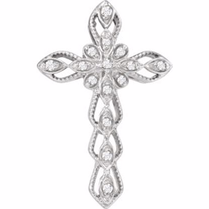 651744:60001:P 14kt White .07 CTW Diamond Cross Pendant