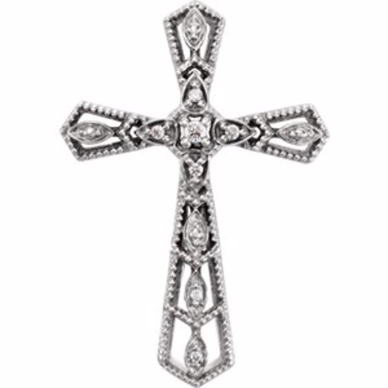 651745:60001:P 14kt White .025 CTW Diamond Cross Pendant 