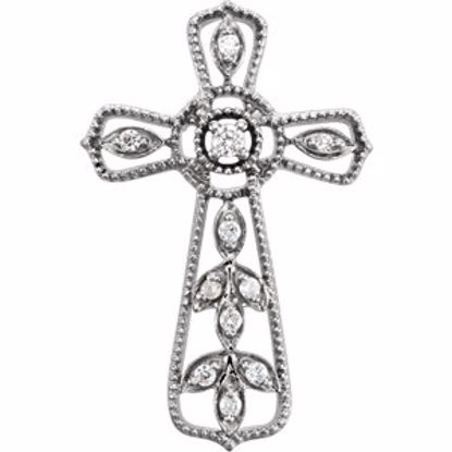 651746:60001:P 14kt White .05 CTW Diamond Cross Pendant