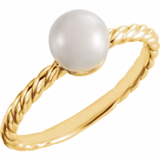 6468:608:P 14kt Yellow 6.5-7mm Freshwater Cultured Pearl Ring