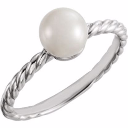 6468:609:P 14kt White 6.5-7mm Freshwater Cultured Pearl Ring