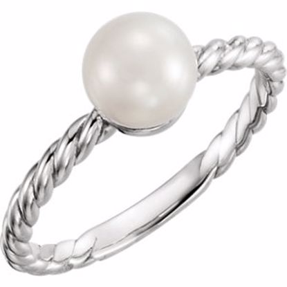 6468:613:P 14kt White 7.5-8mm Freshwater Cultured Pearl Ring