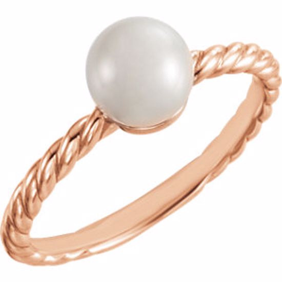 6468:614:P 14kt Rose 7.5-8mm Freshwater Cultured Pearl Ring