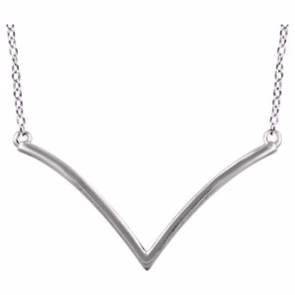 651758:101:P 14kt White "V" 16-18" Necklace