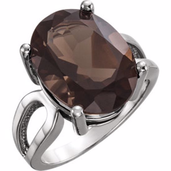 7748:6011:P Platinum 16x12mm Oval Smoky Quartz Ring