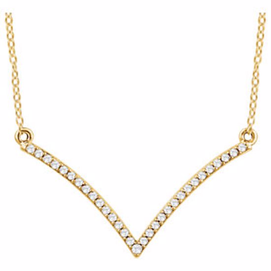 651756:60000:P 14kt Yellow 1/6 CTW Diamond "V" 18" Necklace