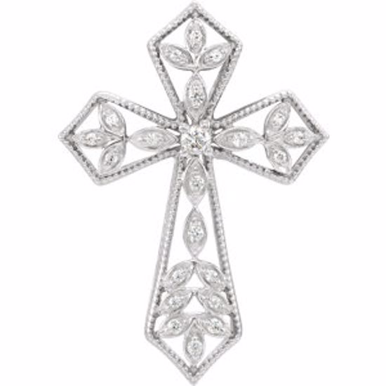 651748:60001:P 14kt White 1/10 CTW Diamond Cross Pendant