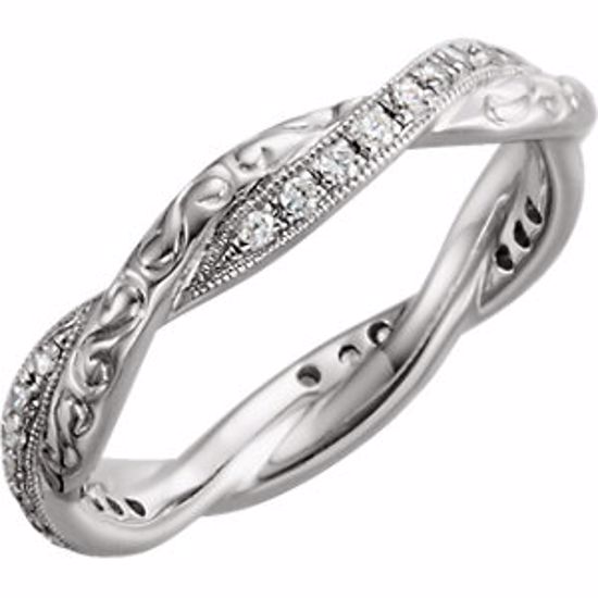 651727:101:P Platinum 1/5CTW Diamond Engraved Eternity Band Size 6