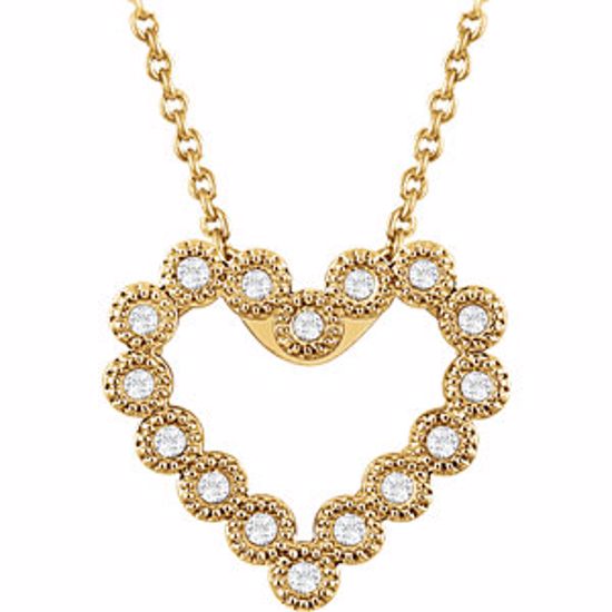 651761:60000:P 14kt Yellow 1/8 CTW Diamond Heart 18" Necklace