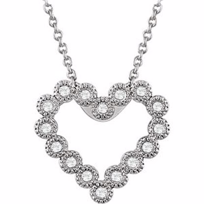 651761:60001:P 14kt White 1/8 CTW Diamond Heart 18" Necklace