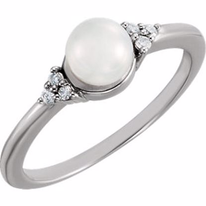 67462:105:P 14kt White 5.5-6mm Freshwater Cultured Pearl & .06 CTW Diamond Ring