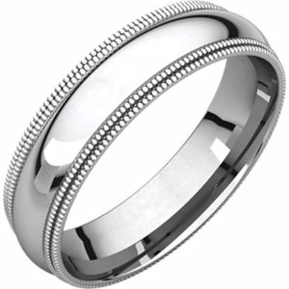 DMGR13.5:1784:P 10kt White 5mm Double Milgrain Comfort Fit Band