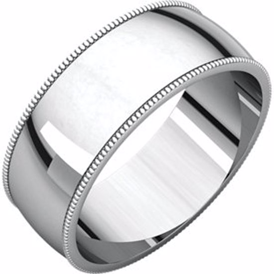 MGL10.5:1659:P 10kt White 7mm Milgrain Light Band