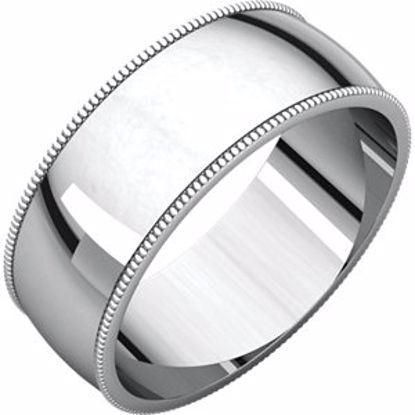 MGL11.5:1661:P 10kt White 7mm Milgrain Light Band