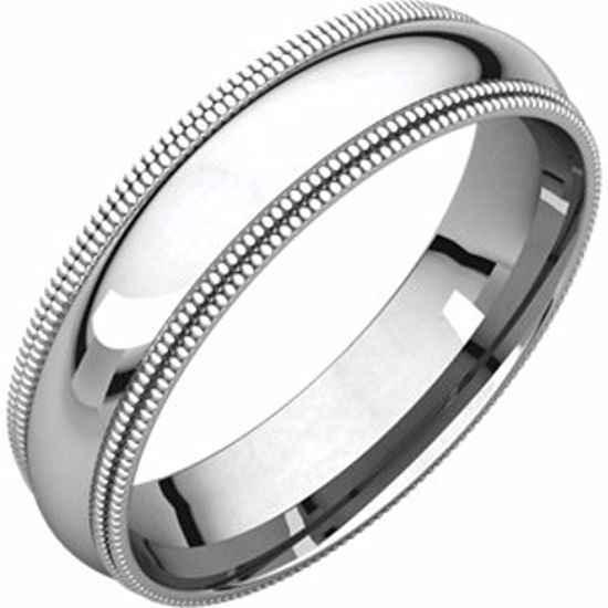 DMGR10.5:1778:P 10kt White 5mm Double Milgrain Comfort Fit Band