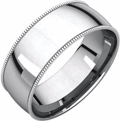 MGRL14.5:1752:P 10kt White 7mm Light Comfort Fit Milgrain Band 